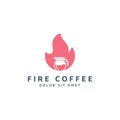 Fire and coffee negative space logo design Royalty Free Stock Photo
