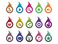 Fire colorful icon set