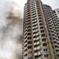 Fire At a construction site, unfinished multi-storey reinforced concrete building Royalty Free Stock Photo