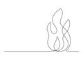 Fire continuous single art line drawing. Flame shape, bonfire, gas icon. Vector illustration