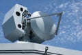 Fire control radar onboard modern navy warship Royalty Free Stock Photo