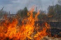 Fire in the countryside Royalty Free Stock Photo