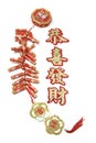Fire Crackers and Chinese Greetings Royalty Free Stock Photo