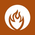 Orange and white fire Icon - Isolated symbol of the elements, simple and clean vector graphics, digital illustration