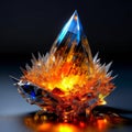 Fire Crystal. Crystal with fire and glow inside.