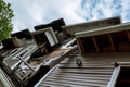 Fire damaged interior details in summer house after blaze Royalty Free Stock Photo