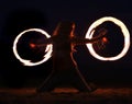 Fire Dance on the Beach at Night