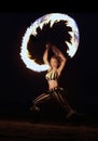 Fire Dance on the Beach at Night Royalty Free Stock Photo