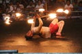 Fire dancers in Esala Perahera at Kandy Royalty Free Stock Photo