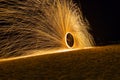 Fire dancers Swing fire dancing show at night fire show on the beach, Koh Samet, Thailand Royalty Free Stock Photo