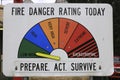 Fire danger rating sign outside Bundanoon Fire Station, Australia. Royalty Free Stock Photo