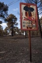 Fire danger sign after fire Royalty Free Stock Photo