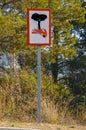 Fire danger sign near the mountain forest. Royalty Free Stock Photo