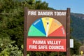 Pauma Valley Fire Danger Today sign