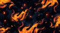 fire on dark background. black background with cartoon flames. AI Generated Royalty Free Stock Photo