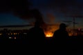 Fire in Delta Vacaresti, Bucharest, Romania, 2020-02-24 Royalty Free Stock Photo