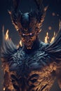 Fire demon portrait, digital painting Royalty Free Stock Photo