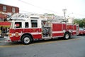 A fire department aerial ladder fire truck