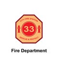 Fire Department, 33, City Fire Station icon. Element of color fire department sign icon. Premium quality graphic design icon. Royalty Free Stock Photo