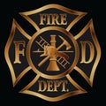 Fire Department Cross Gold Royalty Free Stock Photo