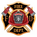Fire Department Cross Vintage with Red Helmet Royalty Free Stock Photo