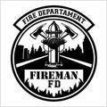 Fire department emblem - badge, logo on white background - vector illustration. Royalty Free Stock Photo