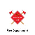 Fire Department, ESTD 1935 icon. Element of color fire department sign icon. Premium quality graphic design icon. Signs and Royalty Free Stock Photo