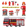 Fire department flat icons composition Royalty Free Stock Photo