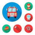 Fire Department flat icons in set collection for design. Firefighters and equipment vector symbol stock web illustration Royalty Free Stock Photo