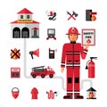 Fire Department Flat Icons Set Royalty Free Stock Photo