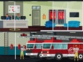 Fire department flat vector illustration Royalty Free Stock Photo