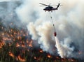 Fire department helicopter extinguishes forest fire