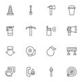 Fire department line icons set