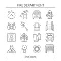 Fire Department Linear Icons Set