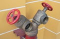 Fire department two way connection standpipe. Royalty Free Stock Photo