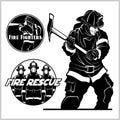 Fire department vector set - fireman s and emblems - badges, elements.