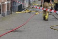 Fire Department Working Behind Ducktape At Amsterdam The Netherlands 27-4-2023 Royalty Free Stock Photo