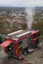 Fire departments and emergency response teams on drill Royalty Free Stock Photo