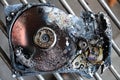 By fire destroyed hard disk drive Royalty Free Stock Photo
