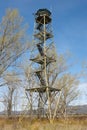 Fire detection watch tower surruonded by deciuous trees in Spain Royalty Free Stock Photo