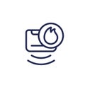 Fire detector, smoke sensor line icon