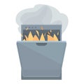 Fire dishwasher icon cartoon vector. Kitchen machine