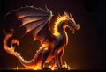fire dragon head. blaze with fire. fabulous creature. Royalty Free Stock Photo