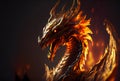 fire dragon head. blaze with fire. fabulous creature. Royalty Free Stock Photo