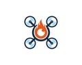 Fire Drone Logo Icon Design