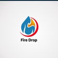 Fire drop logo with red circle concept logo vector, icon, element, and template for company Royalty Free Stock Photo