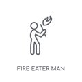 Fire eater man linear icon. Modern outline Fire eater man logo c