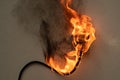 On fire electric wire plug Receptacle