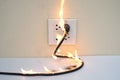 On fire electric wire plug Receptacle wall partition