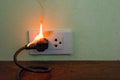 On fire electric wire plug Receptacle wall partition